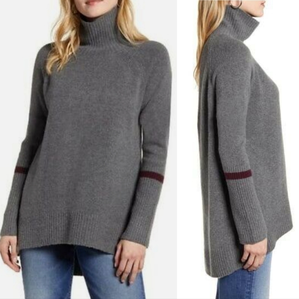 💜 HALOGEN NWOT Cozy Turtleneck Gray Sweater 1966